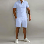 Vincent - Men’s Two-Piece Zip Polo and Shorts Set
