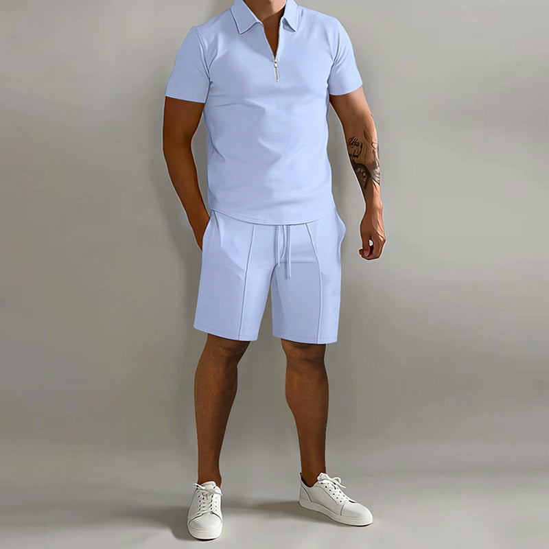 Vincent - Men’s Two-Piece Zip Polo and Shorts Set