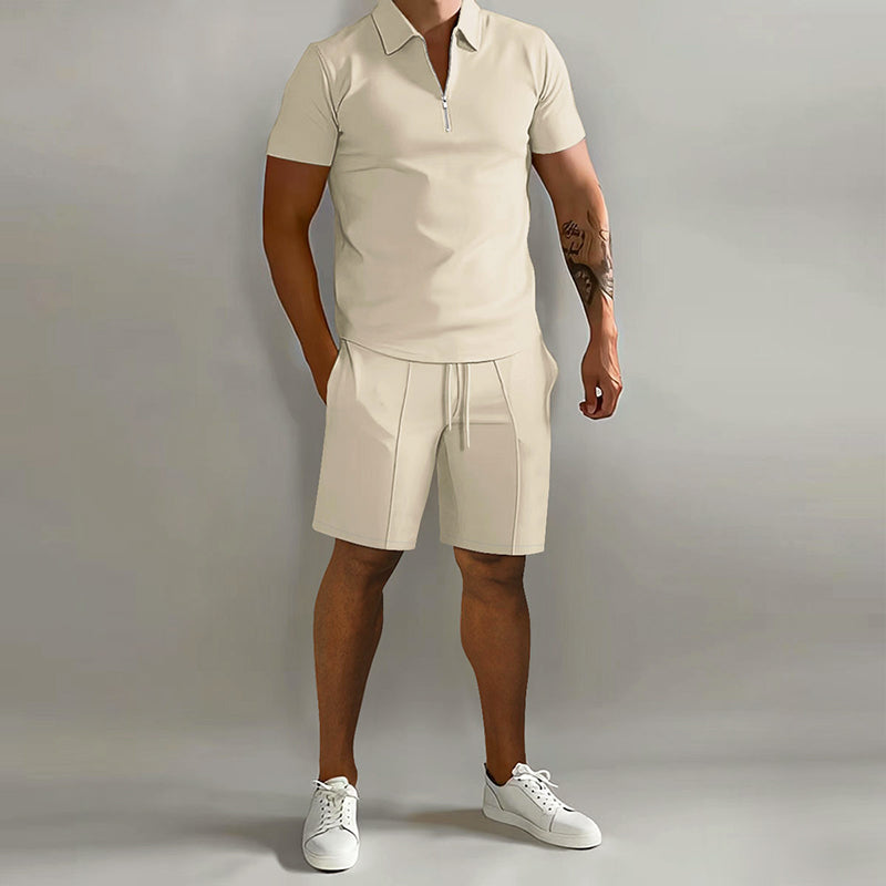Vincent - Men’s Two-Piece Zip Polo and Shorts Set