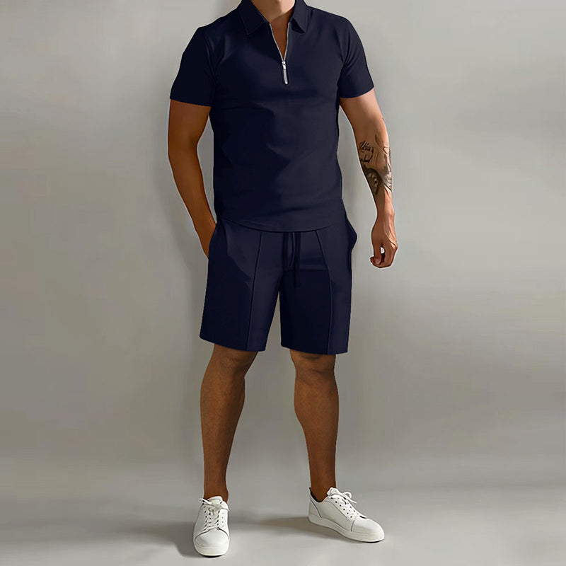 Vincent - Men’s Two-Piece Zip Polo and Shorts Set