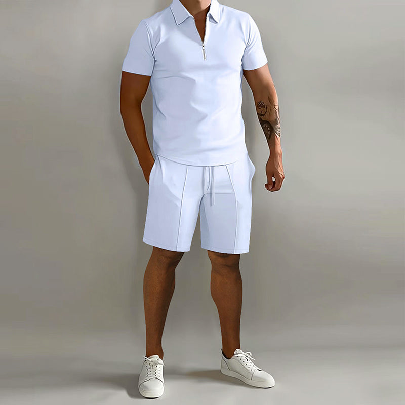 Vincent - Men’s Two-Piece Zip Polo and Shorts Set