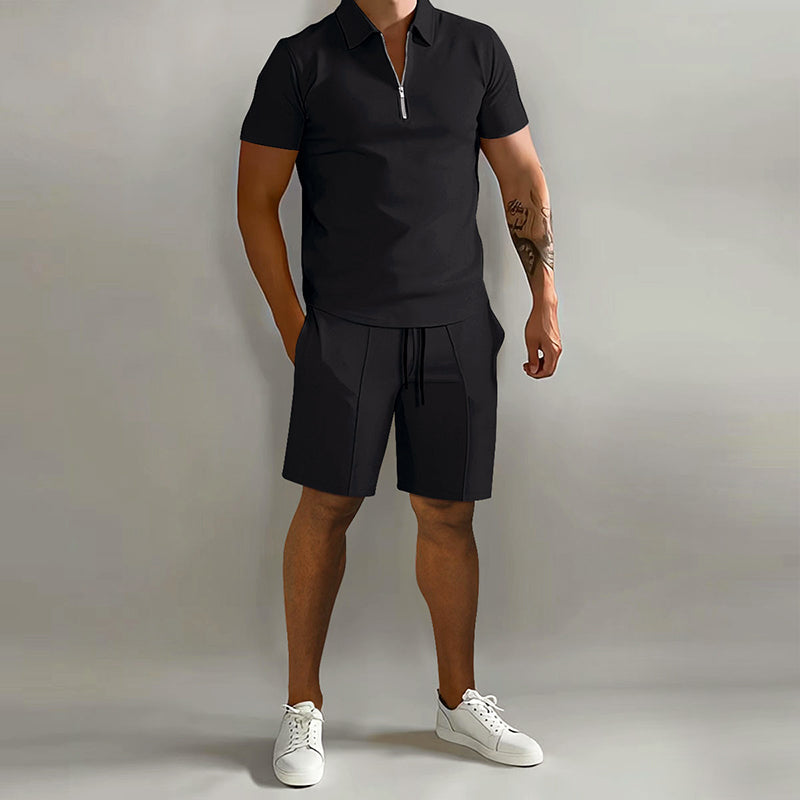 Vincent - Men’s Two-Piece Zip Polo and Shorts Set