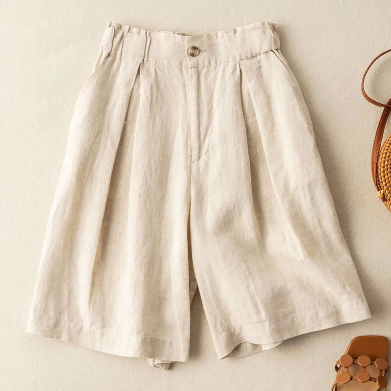 Vivian - Women's Cotton Wide-Leg Shorts with High Waist