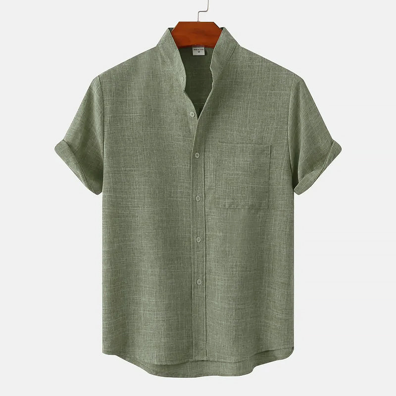 Xavier - Men’s Linen Short Sleeve Button-Up Shirt