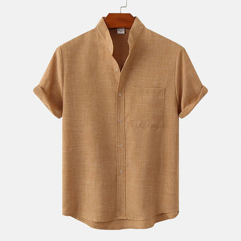 Xavier - Men’s Linen Short Sleeve Button-Up Shirt