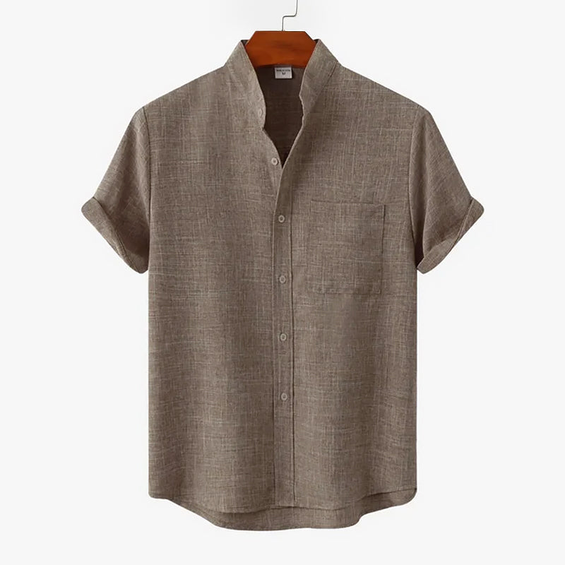 Xavier - Men’s Linen Short Sleeve Button-Up Shirt