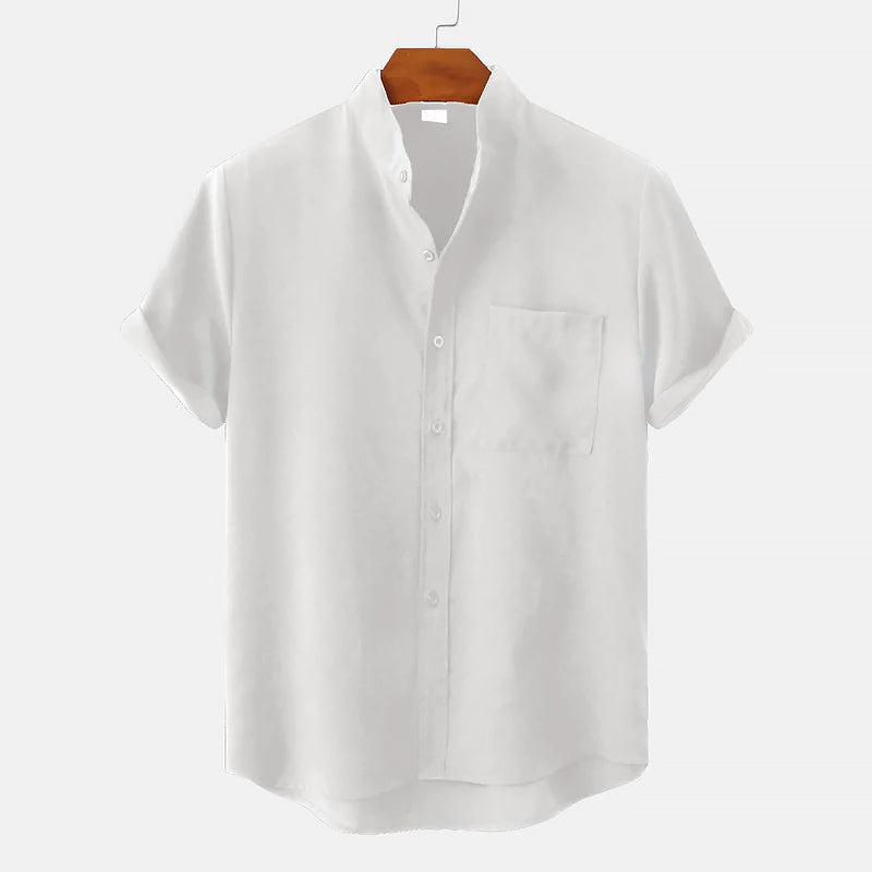 Xavier - Men’s Linen Short Sleeve Button-Up Shirt