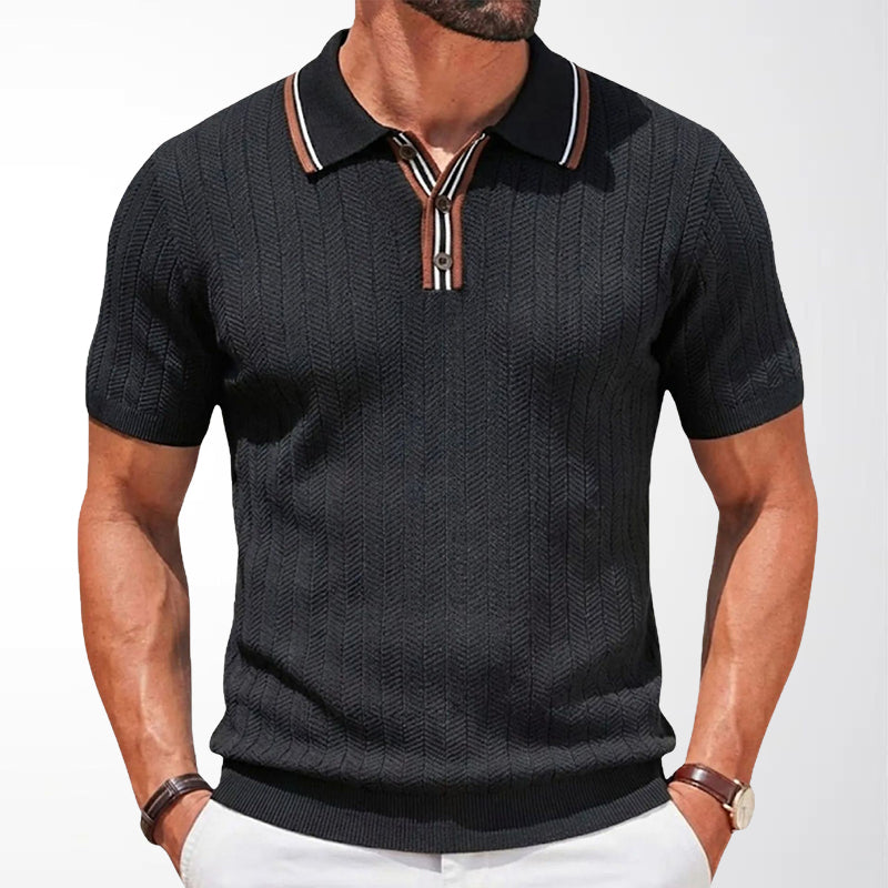 Zachary - Men’s Textured Knit Polo Shirt