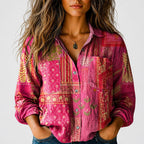Zoey - Women’s Retro Pattern Long Sleeve Shirt