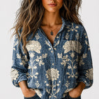 Zoey - Women’s Retro Pattern Long Sleeve Shirt